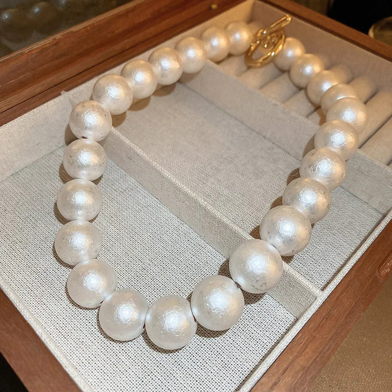 Baroque Pearl Necklace for Women Korean Fashion Neck Chain Female Vintage French Design Wedding Jewelry