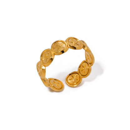 Stainless steel five pointed star open ring, hand decoration for women