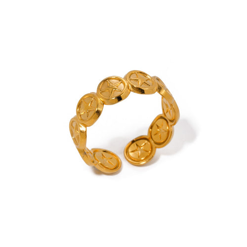 Stainless steel five pointed star open ring, hand decoration for women