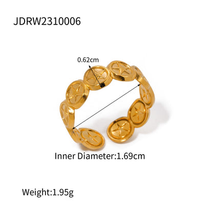 Stainless steel five pointed star open ring, hand decoration for women