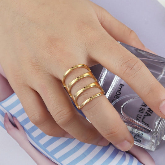 Geometric shape titanium steel ring fashion street shot personality ring jewelry