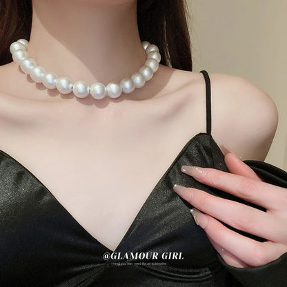 Baroque Pearl Necklace for Women Korean Fashion Neck Chain Female Vintage French Design Wedding Jewelry